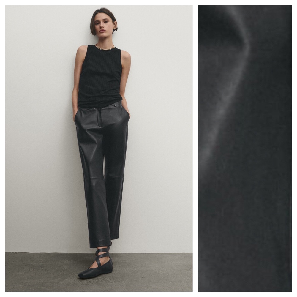 Nwt. Massimo Dutti Black Leather Chinos Trousers. Size S.
